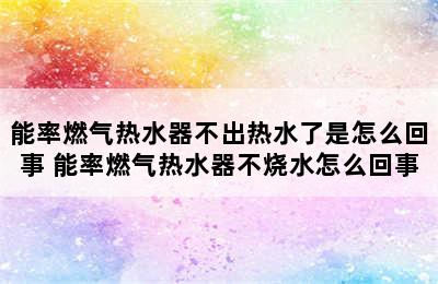 能率燃气热水器不出热水了是怎么回事 能率燃气热水器不烧水怎么回事